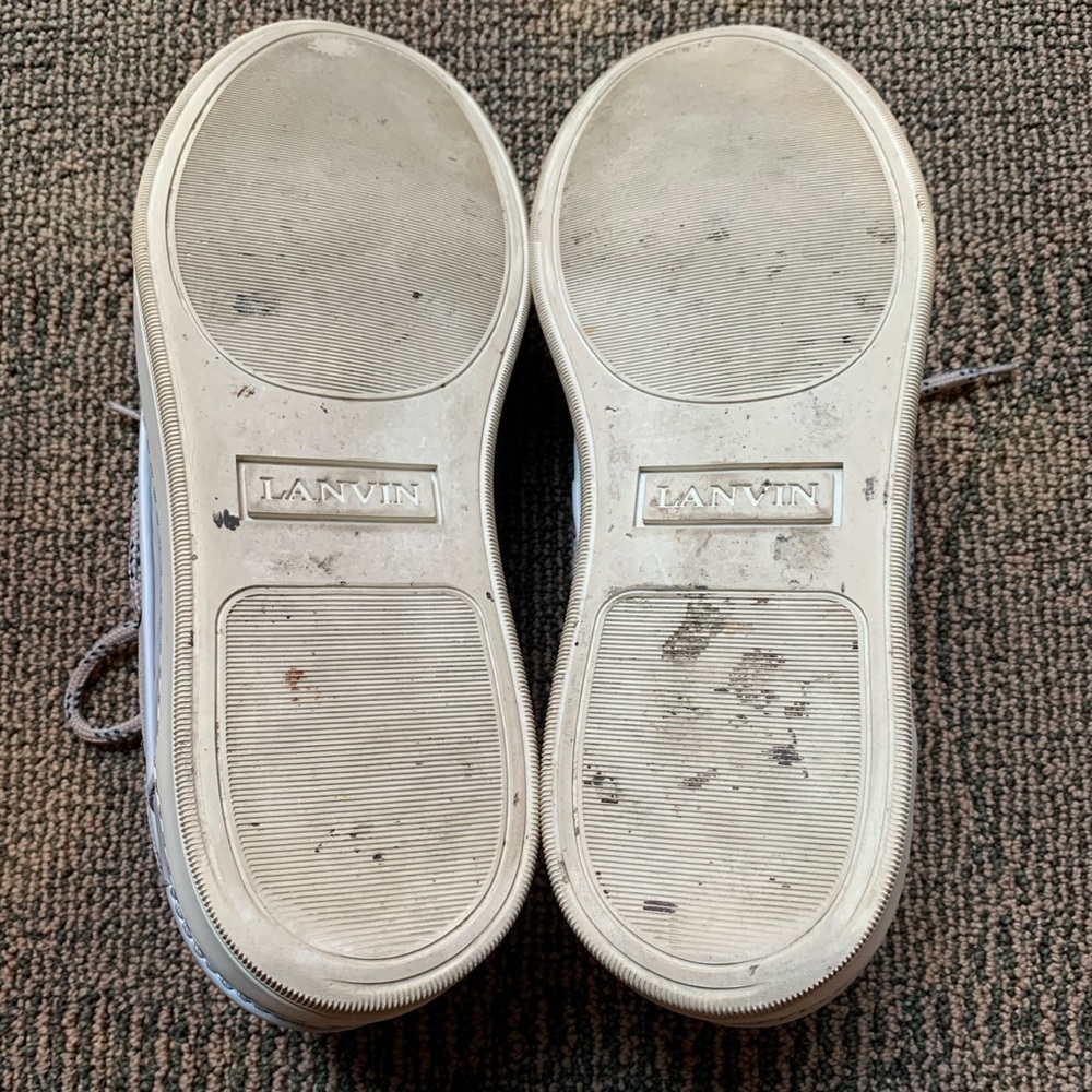 LANVIN Men's Gray Rubberised leather Boat Shoes 10 - Picture 5 of 8